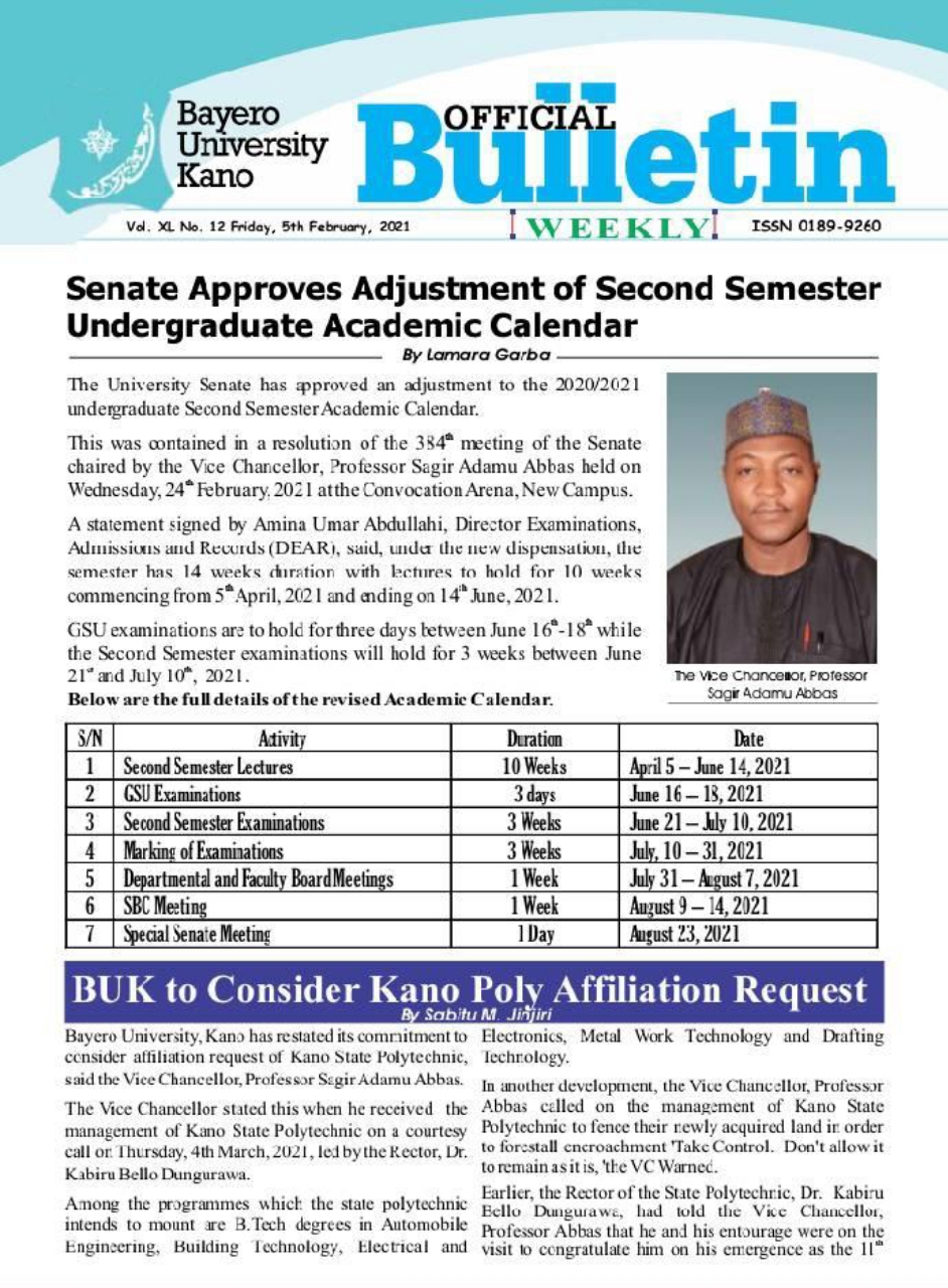 Buk Academic Calendar