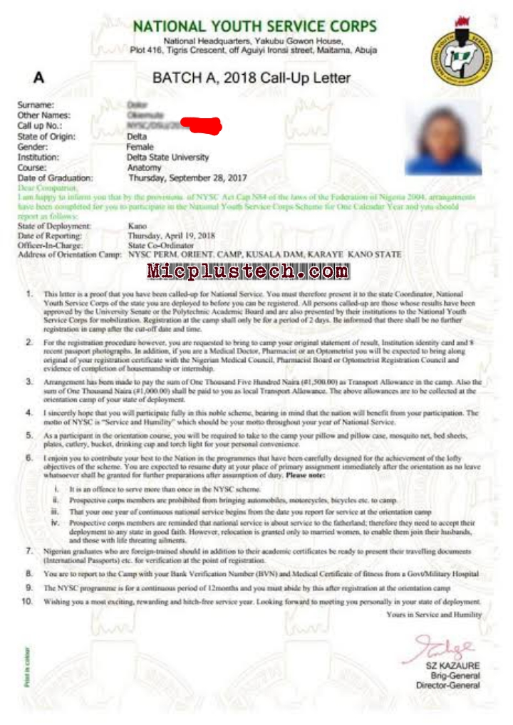How to Print NYSC Call Up-Letter