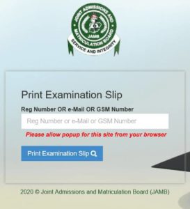 How Reprint JAMB Exam Slip